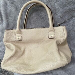 Talbots Cream  Leather Tote Bag